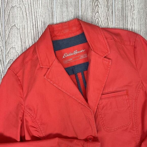 Eddie Bauer Women's Size 10 Legend Wash Coral Color Twill Button Down Jacket Coa - Picture 2 of 9